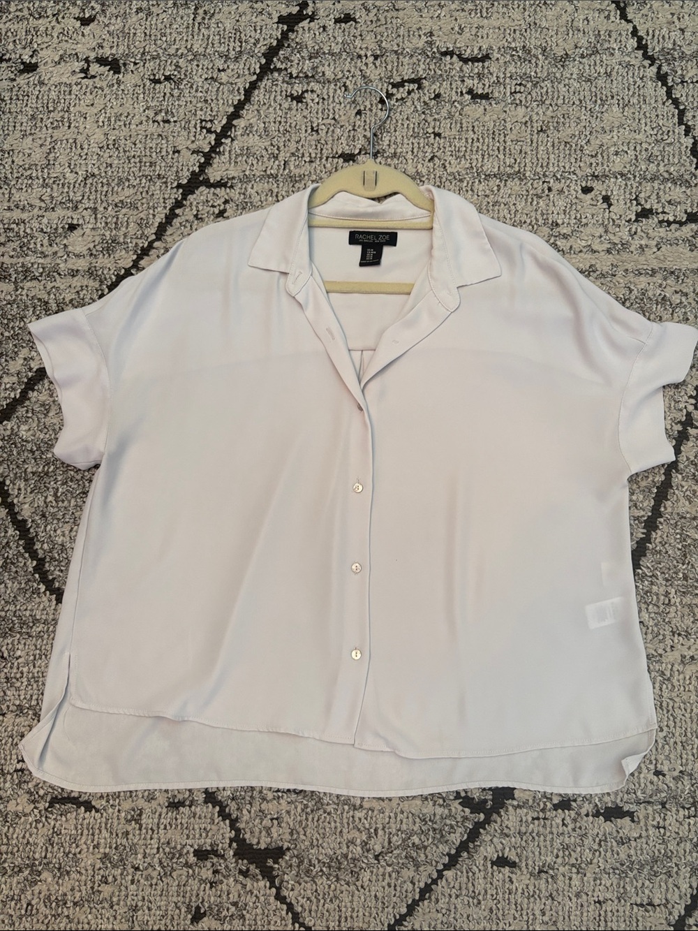 Rachel Zoe Soft Lavender Relaxed Button-Down Camp Collar Top